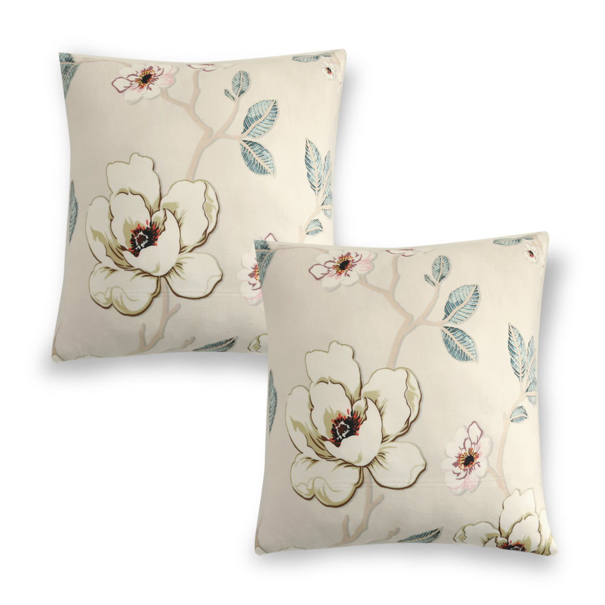 Buy Buttercream Magnolia Whisper Printed Zippered Square Velvet pillow covers in set of 2