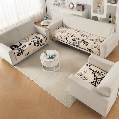 Luxury Plush Sherpa Anti Slip L Shape & Combination Sofa Mat, 'Noirea Series'|Butterfly Garden
