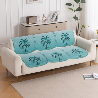 HeavenHue Fleece Soft Touch Quilted Sofa Cover Set Washable Sofa Panel for Seat & Back - Island Breeze