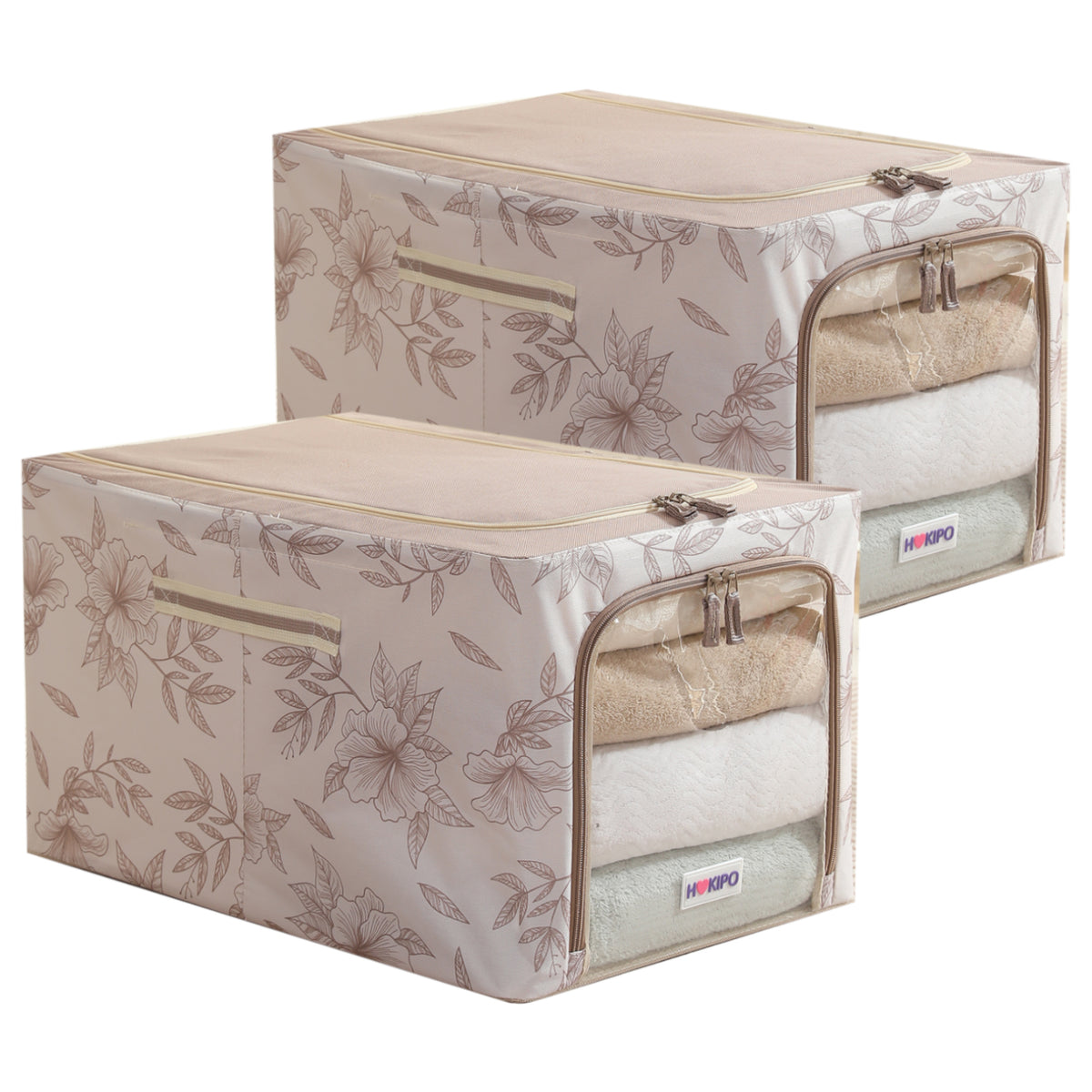 Foldable Cloth Storage Box Organizer for Wardrobe, Latte Floral
