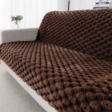 'BunnySoft Series' Plush Sofa Cover Throw for Sofa Seat & Back, Dark Chocolate