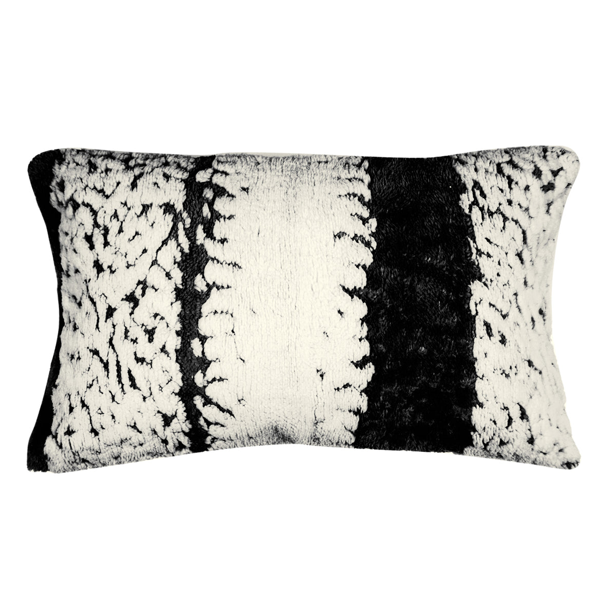 Luxury Wavy Plush Cushion Cover for Sofa - Black - Pack of 2