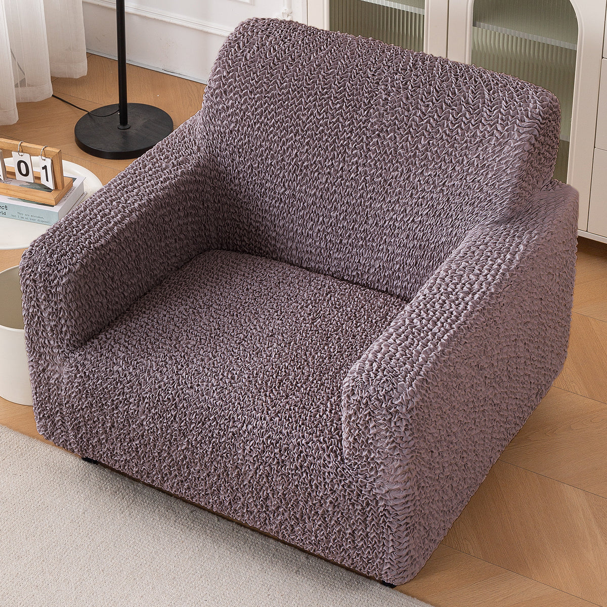 Italian Belissia Luxe Series' Super Stretchable Microfiber 1/2/3 Seater Sofa Cover, Plum Brown