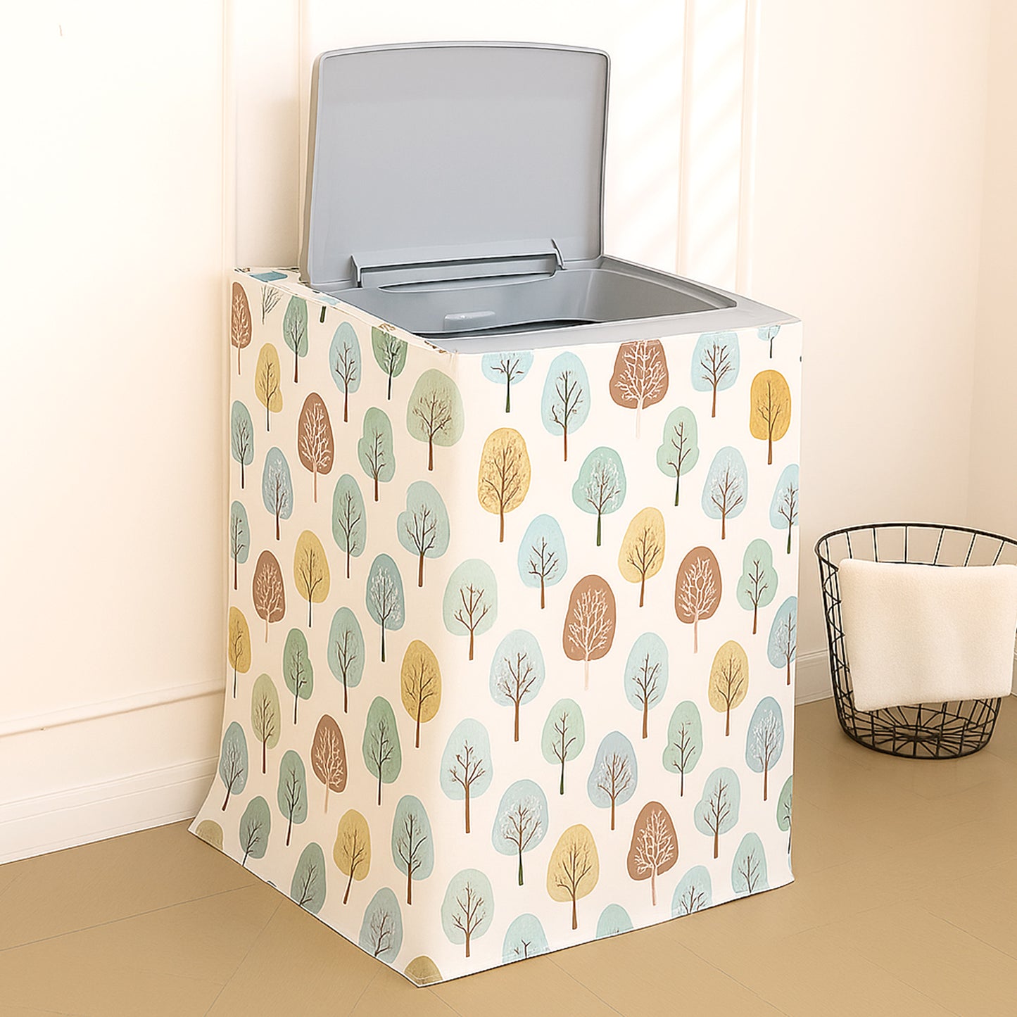 Waterproof Front Load / Top Load Washing Machine Cover | PEVA Dustproof Protective Cover for 6kg, 6.5kg, 7kg & 7.5kg Fully Automatic Machines, Nature Trees