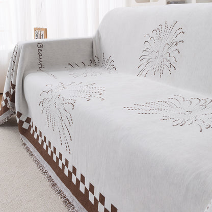 Premium 320 GSM Chenille Sofa Cover Throw All Season 'Serene Abode Series', Brown Dot Burst