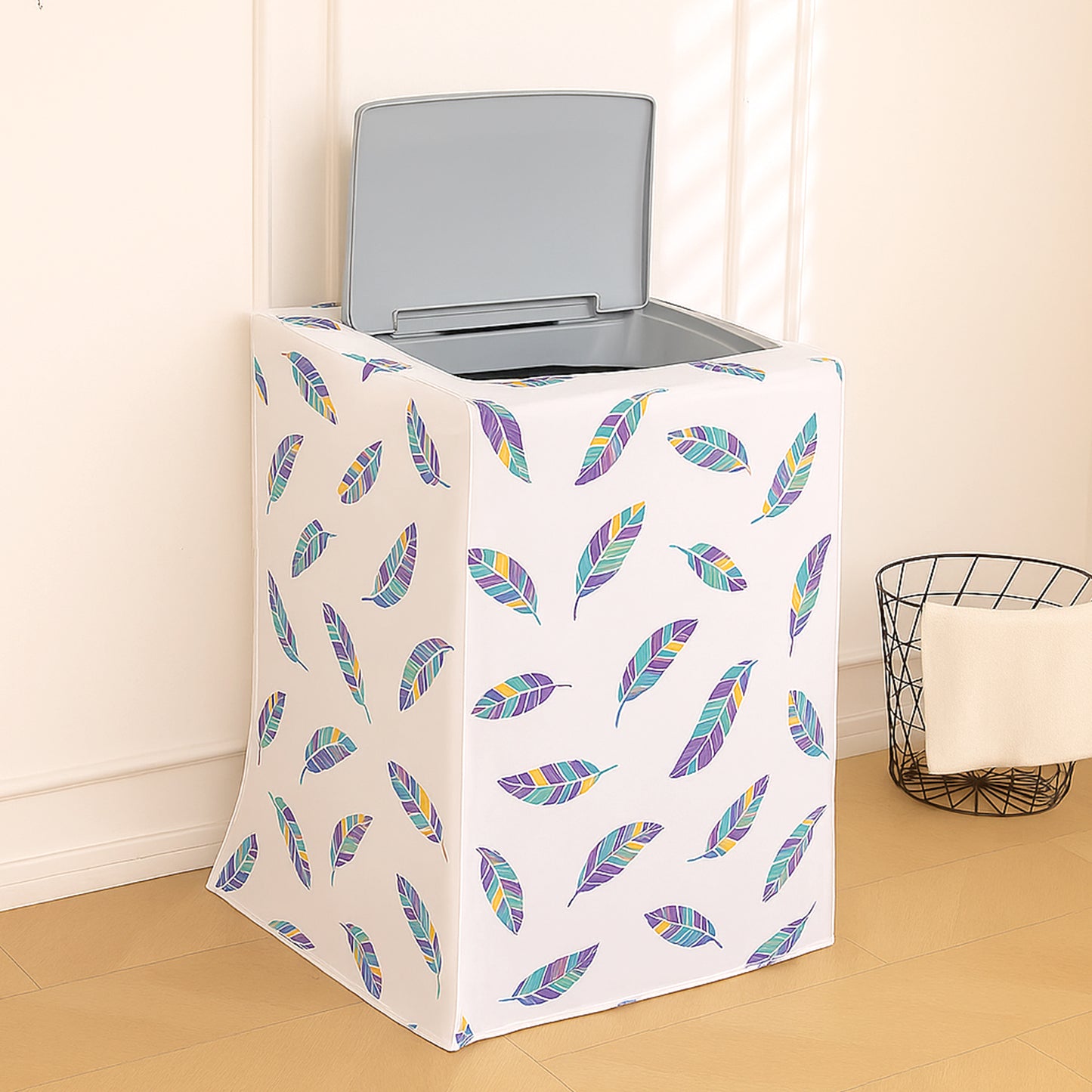 Waterproof Front Load / Top Load Washing Machine Cover | PEVA Dustproof Protective Cover for 6kg, 6.5kg, 7kg & 7.5kg Fully Automatic Machines, Boho Feathers