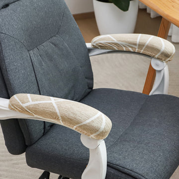 140gsm Printed Armrest Covers for Office Chair (Elastic Style), 1 Pair, Beige Abstract Geometry