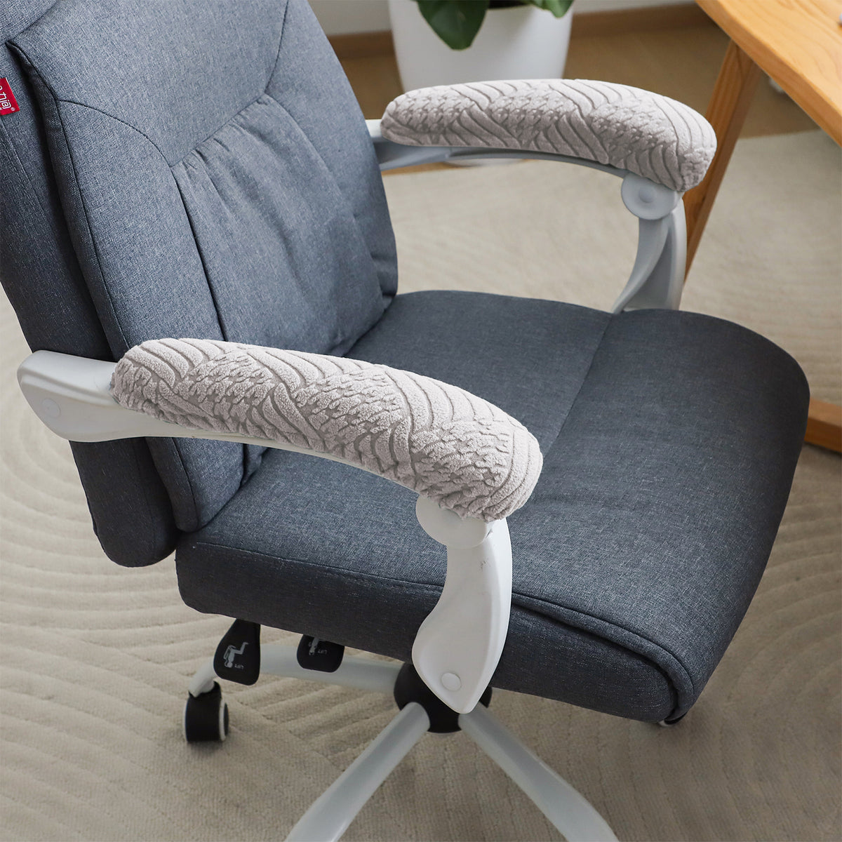 170gsm Jacquard Armrest Covers for Office Chair (Elastic Style), 1 Pair, Taupe Brown