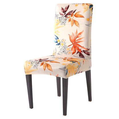 Premium Printed Velvet Dining Chair Cover Set, Amber Serene Flora