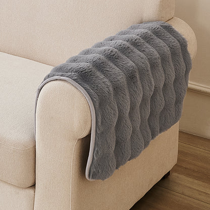 Premium Faux Rabbit Fur Anti Slip Sofa Mat for 1/2/3 Seater, Cool Grey
