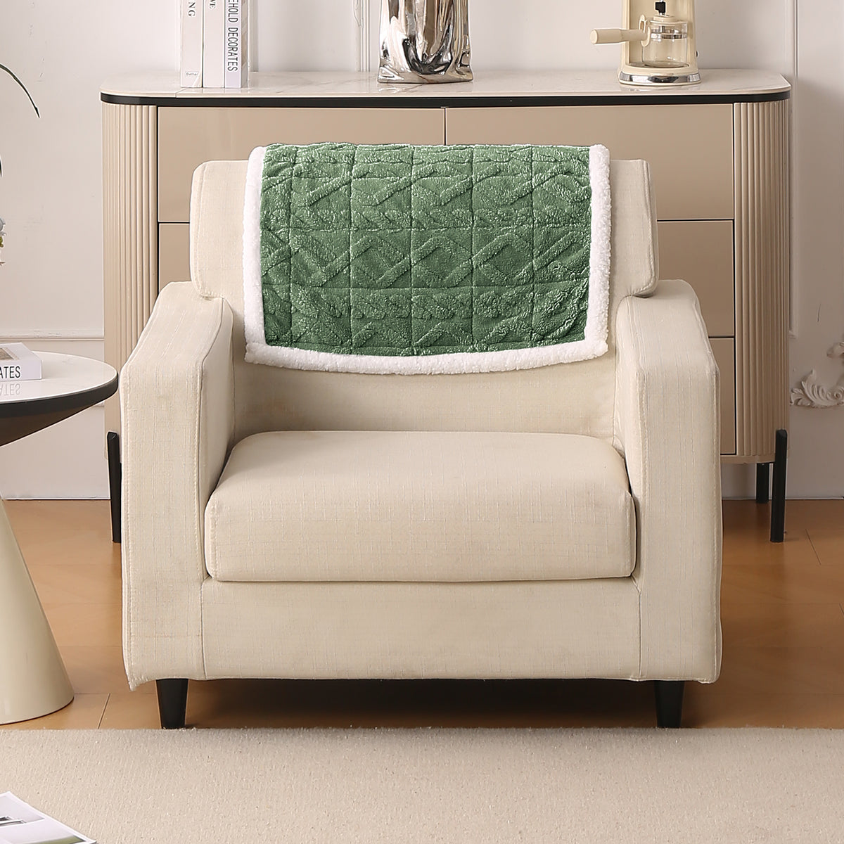 'Italian Caelora' Luxury Jacquard Plush Anti-Slip Sofa Cover Mat - Sage Green
