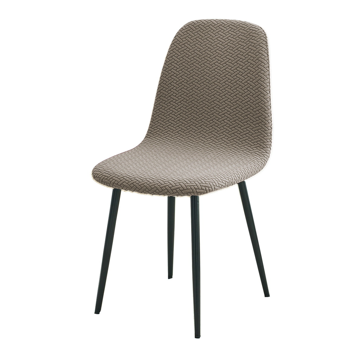 Premium Jacquard Fully Covered Cover for Mid Century Modern Dining Chair, Taupe Brown