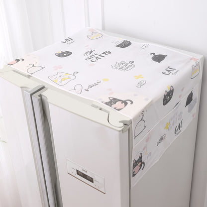 Small / Large Fridge Cover Top | For Smaller Single Door, Double Door and Bigger Double Door Refrigerator - Waterproof, Printed with 6 Side Pockets, Playful Cats