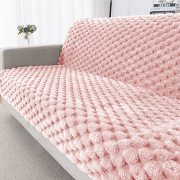 'BunnySoft Series' Plush Sofa Cover Throw for Sofa Seat & Back, Flamingo Pink