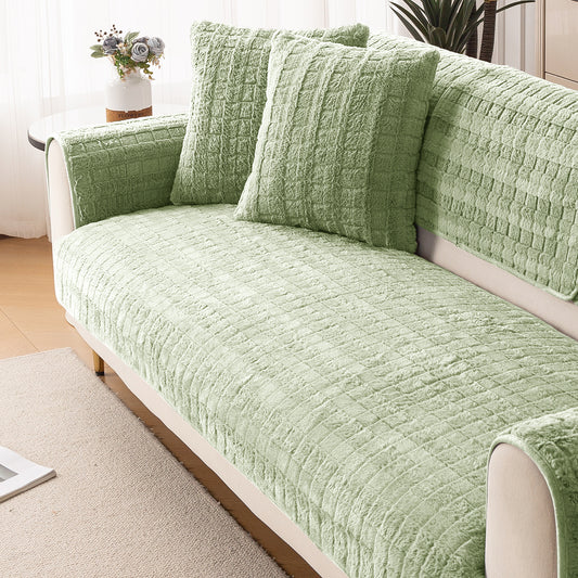 Premium Plush Anti Slip Sofa Cover Mat, Pastel Green