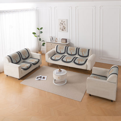 LoomVerse Quilted Sofa Cover Set Washable Sofa Panel for Seat & Back - Tranquil Tree