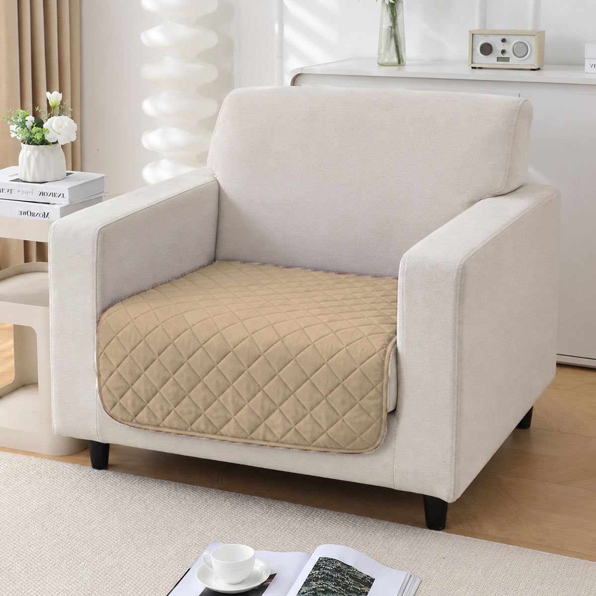 Drylin Quilted Sofa Cover Mat, Beige