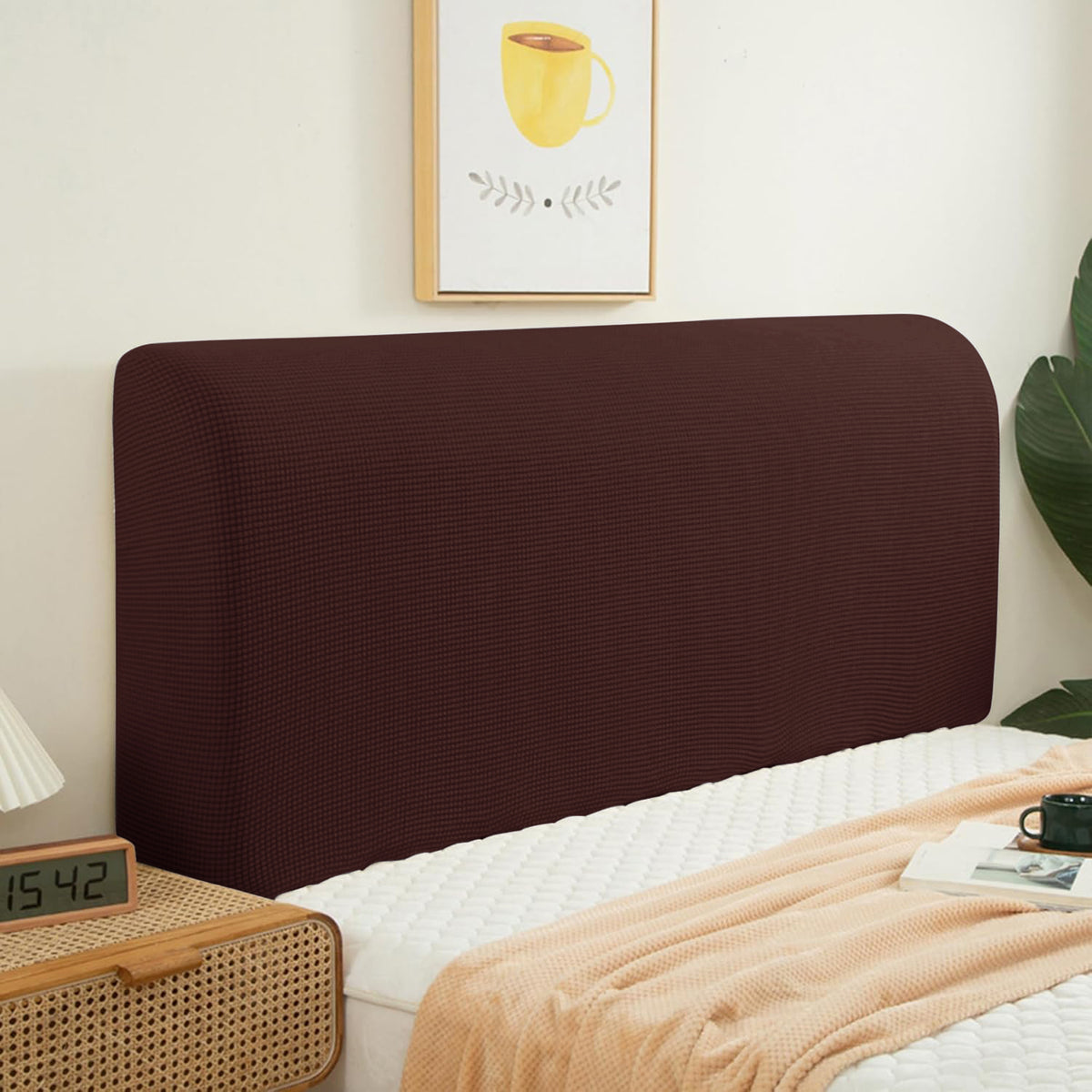 Buy HOKIPO Dark Brown Jacquard Bed Headboard Cover