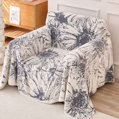 Buy Frost Grey Colour DaisyBloom Series Luxury Plush Fleece Sofa Throw | HOKIPO