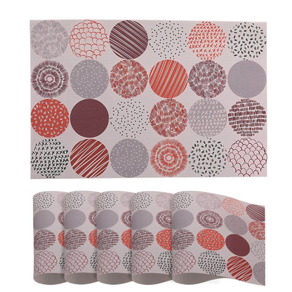 Color Splash PVC Mats for Dining Table, Bloom Circles - Rose Dust