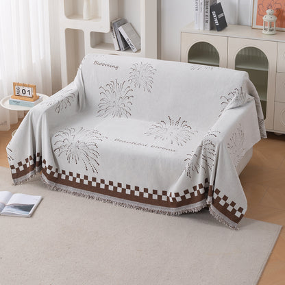 Premium 320 GSM Chenille Sofa Cover Throw All Season 'Serene Abode Series', Brown Dot Burst