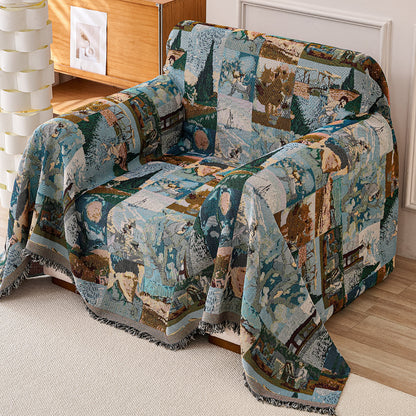 All-Season Chenille Sofa Throw, Canvas of Nature Series