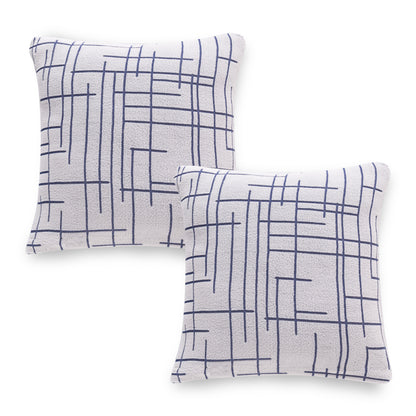 'Crossline Series' Jacquard Cushion Cover Set of 2, Navy Blue