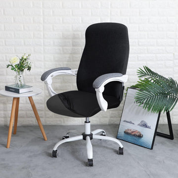 Water Repellent Office Chair Cover for Desk Chair (Mid-Back) – 210 GSM Stretch Jacquard – Washable, Durable & Anti-Slip – Fits Mid-Back Office Chairs, Black