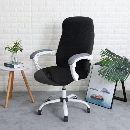 Water Repellent Office Chair Cover for Desk Chair (Mid-Back) – 210 GSM Stretch Jacquard – Washable, Durable & Anti-Slip – Fits Mid-Back Office Chairs, Black
