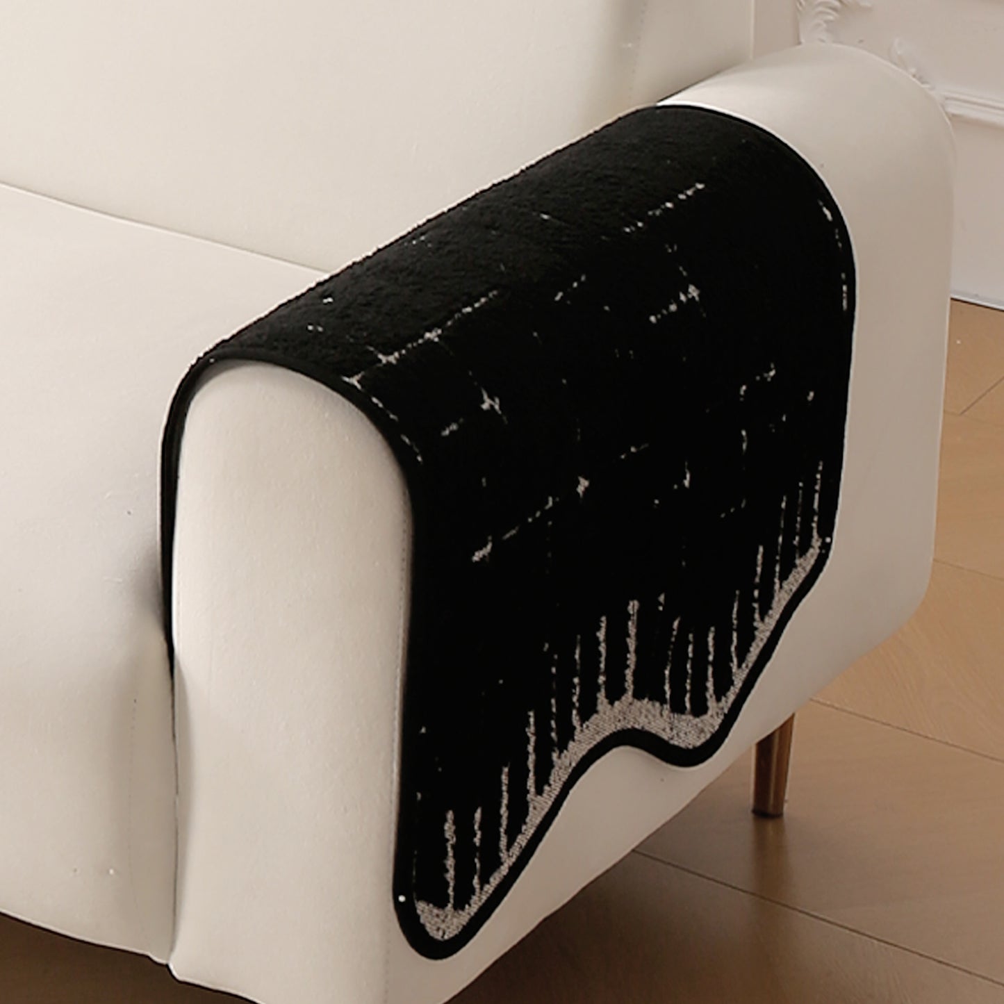 Premium Supple Soft Wavy with Curve Sofa Cover Mat, Black