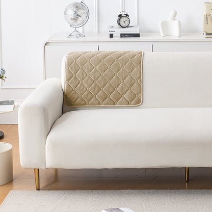 Diamond Tuft Plush Sofa Cover Mat, Sand Beige