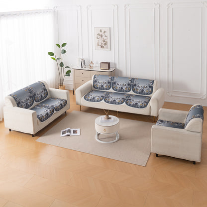 LoomVerse Quilted Sofa Cover Set Washable Sofa Panel for Seat & Back - Blue Belle