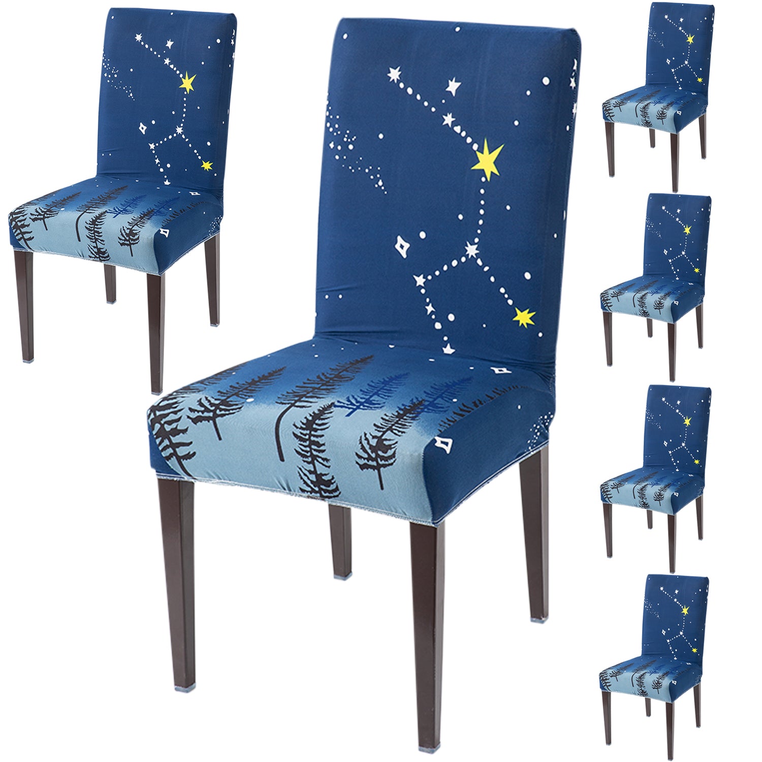 Elastic Stretchable Dining Chair Cover, Midnight Blue Star