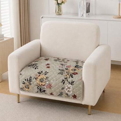 Polyester Printed Quilted Sofa Cover Mats, Floral Ash Grey