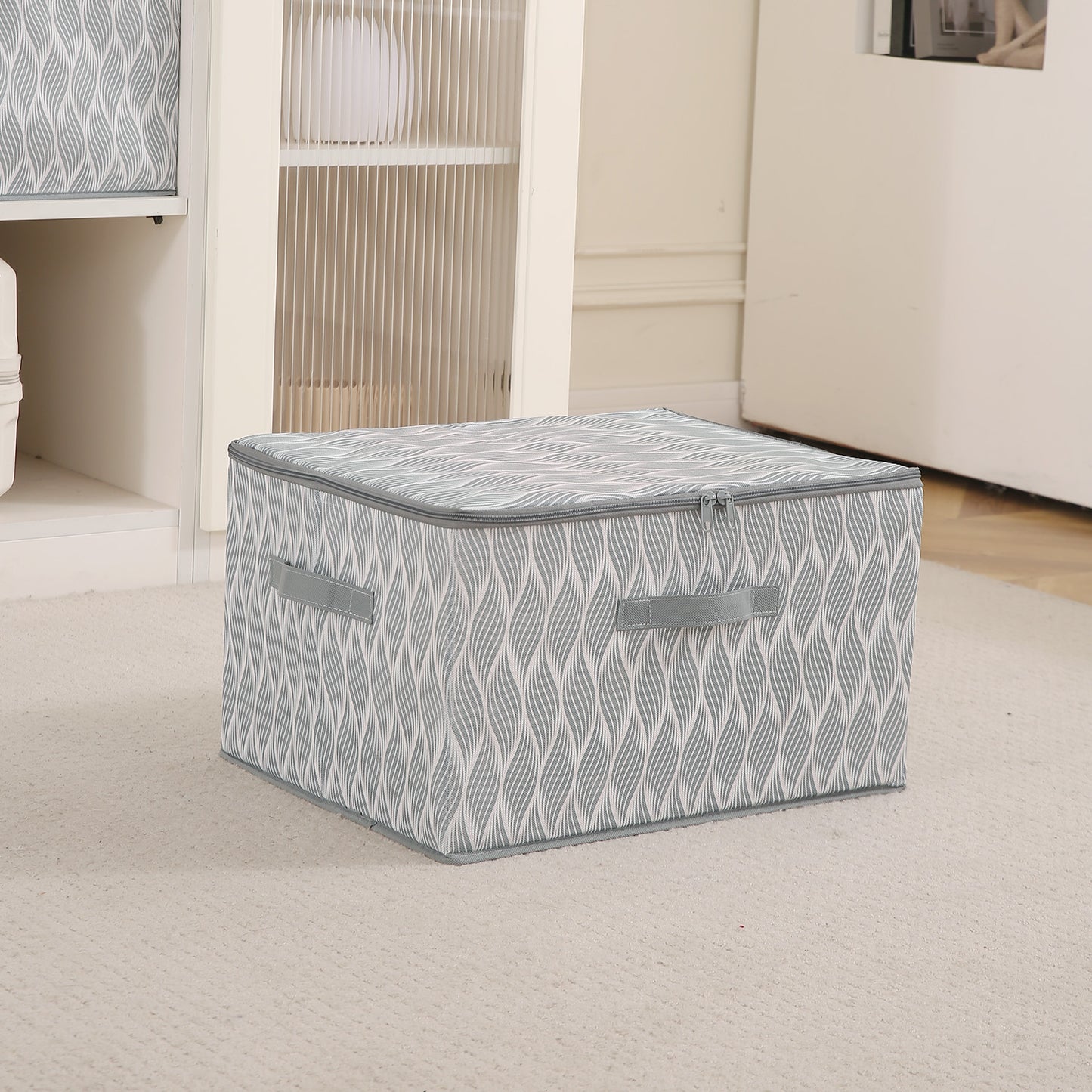 Foldable Clothes Organizer Box | Durable Non-Woven Storage with Zipper & Handle