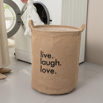 Folding Laundry Storage Basket - Large 51 Ltr, Beige