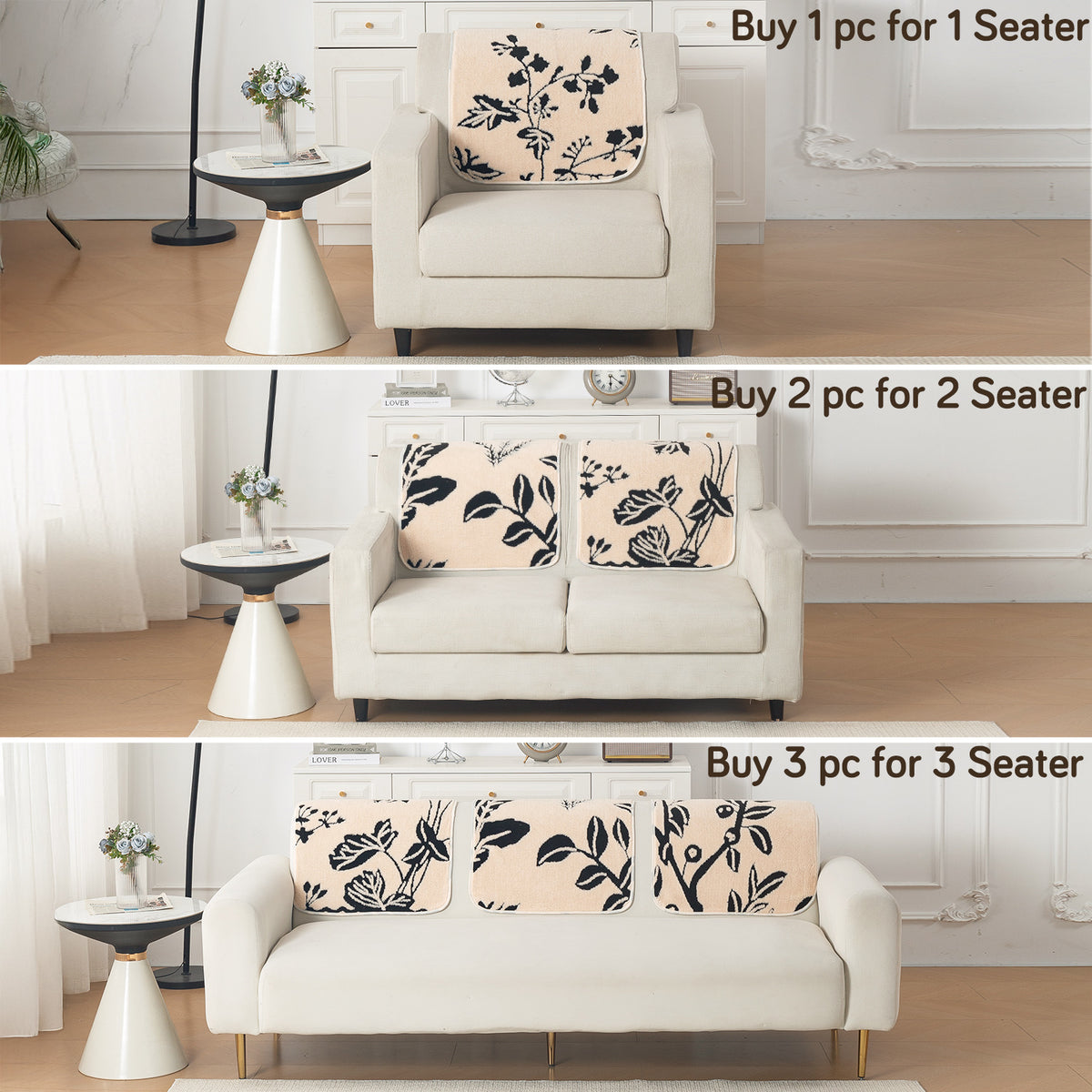 Luxury Plush Sherpa Anti-Slip Sofa Cover Mat, 'Noirea Series'| Butterfly Garden