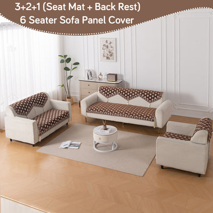 Heritage Weave Premium Jacquard Sofa Cover Set with Tassels - Russet Brown