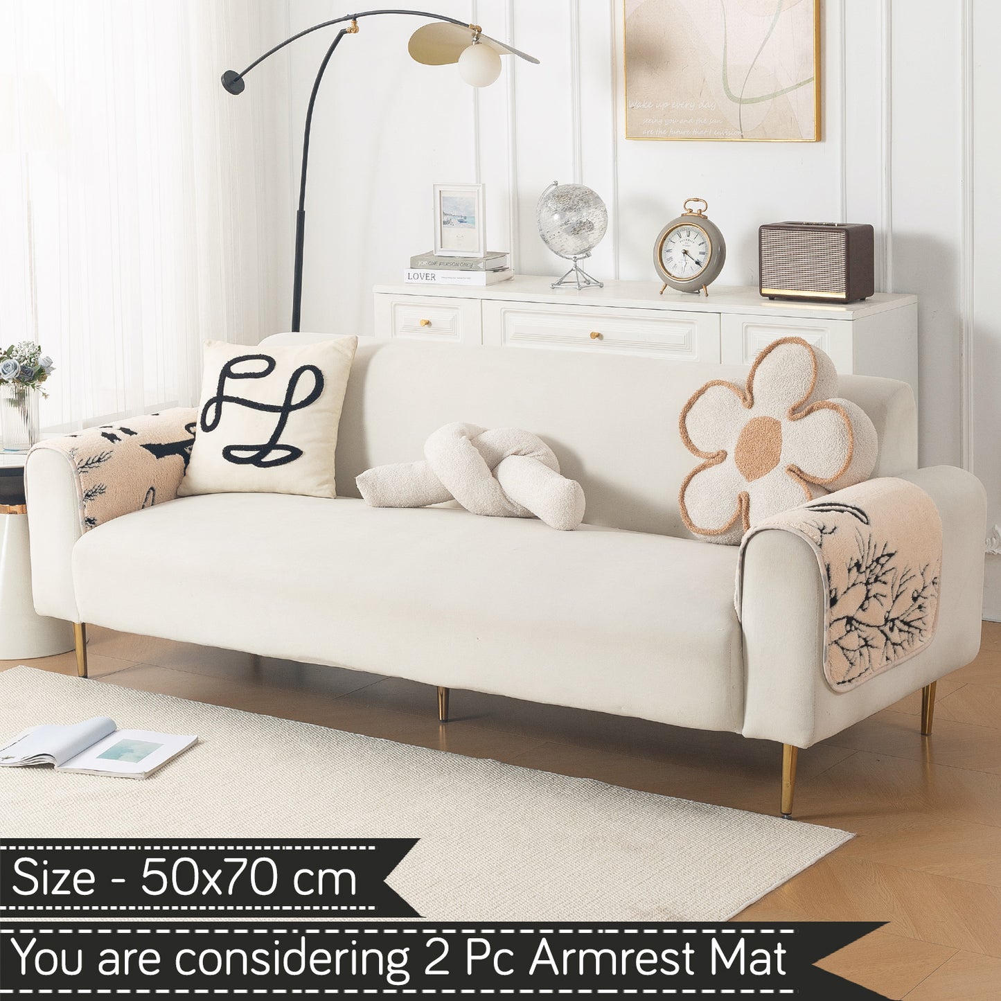 Luxury Plush Sherpa Anti-Slip Sofa Cover Mat, 'Noirea Series'| Butterfly Garden