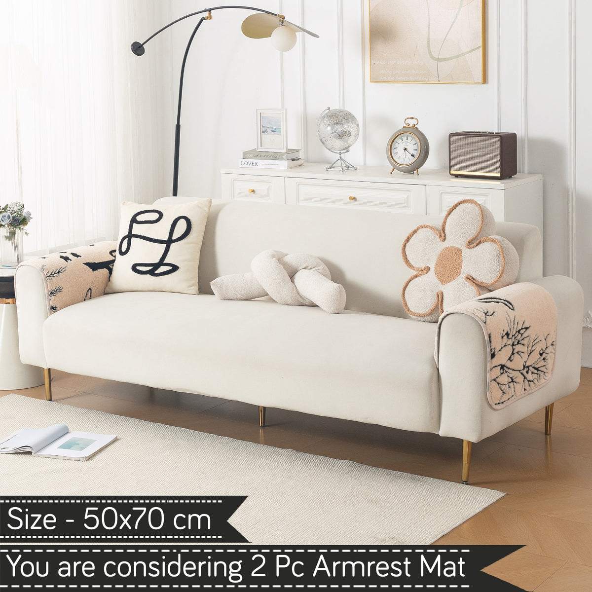 Luxury Plush Sherpa Anti-Slip Sofa Cover Mat, 'Noirea Series'| Butterfly Garden