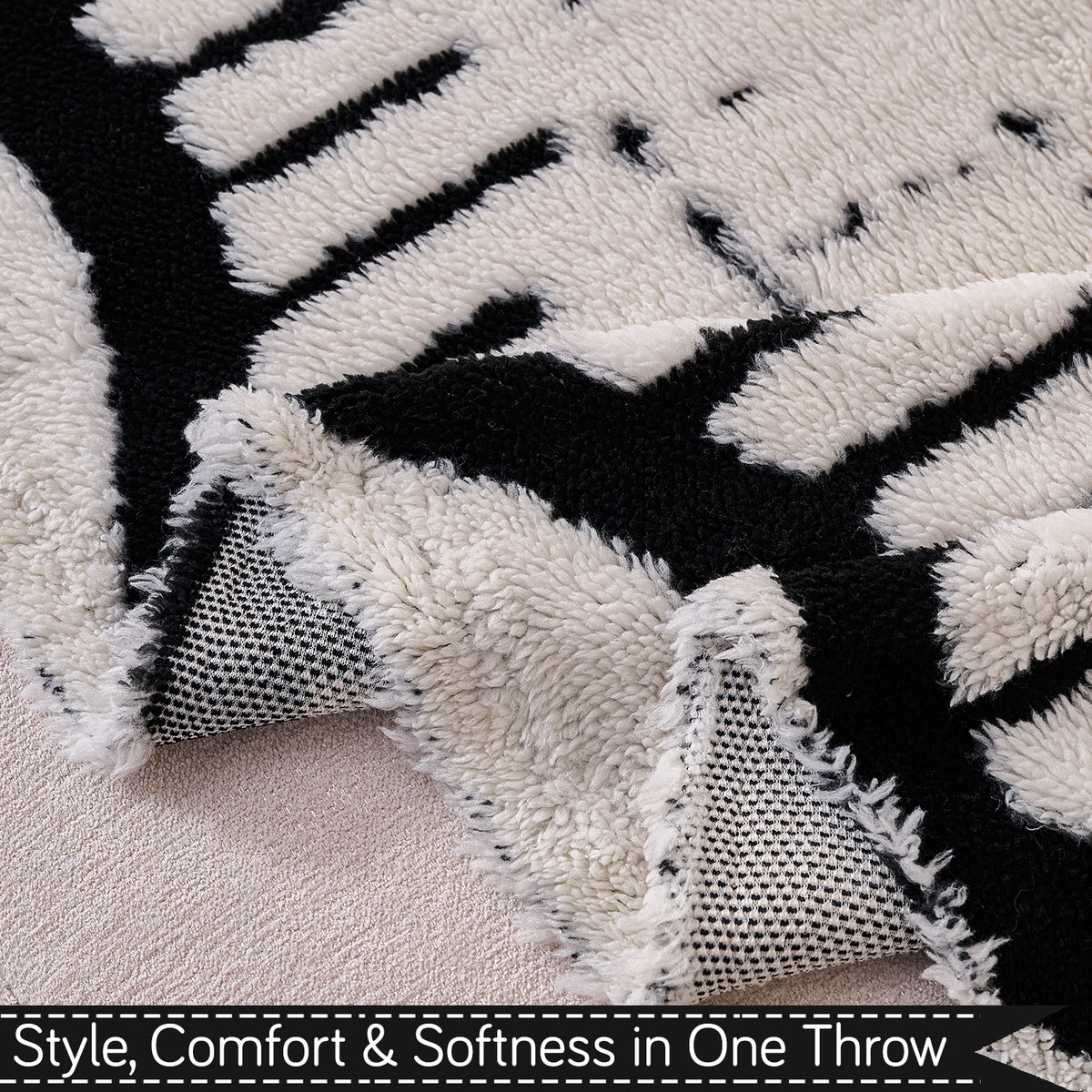 'Supple Soft Wavy' Plush Sofa Cover Throw for Complete Sofa, Off-White