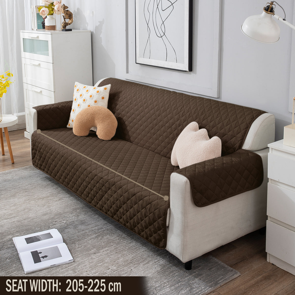 UrbanQuilt Quilted Polyester Sofa Cover Mat Pet Friendly, Chocolate Brown