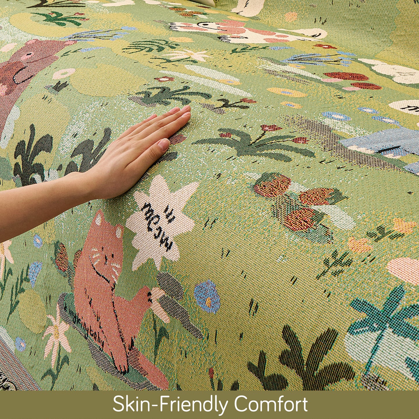 All-Season Chenille Sofa Throw, Forest Story Series