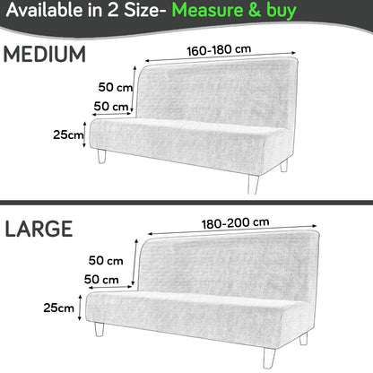 SereneSolids Stretchable Elastic Armless Sofa Cover – 140 GSM, Futon Slipcover, Easy Fit, Grey