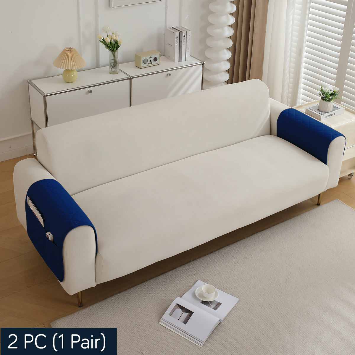 Drylin Quilted Sofa Cover Mat, Navy Blue