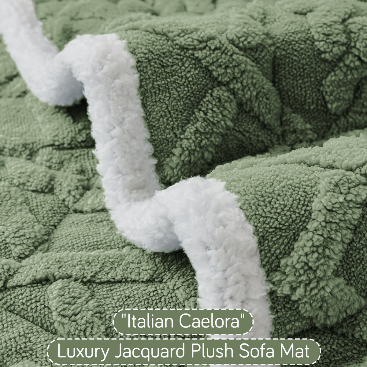 'Italian Caelora' Luxury Jacquard Plush Anti-Slip Sofa Cover Mat - Sage Green