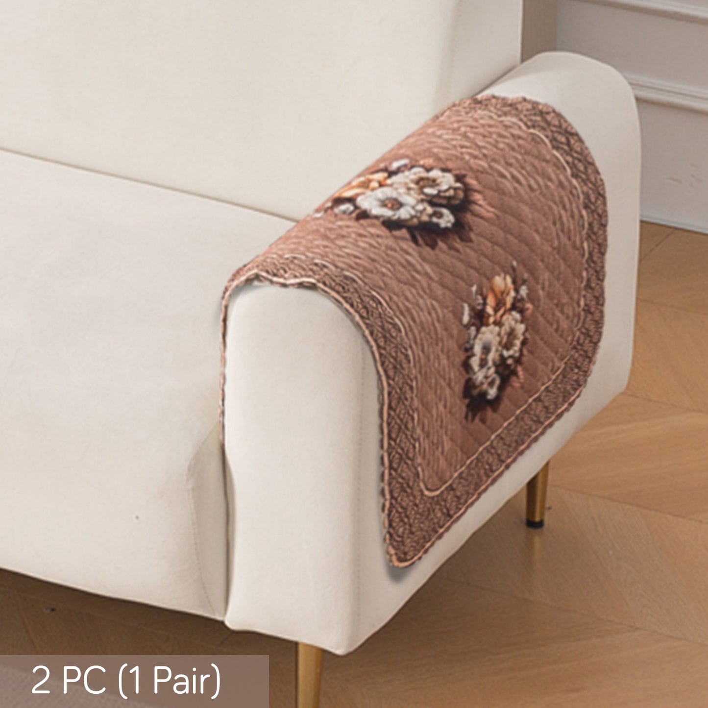 LoomVerse Quilted Sofa Cover Set Washable Sofa Panel for Seat & Back - Vintage Rosette