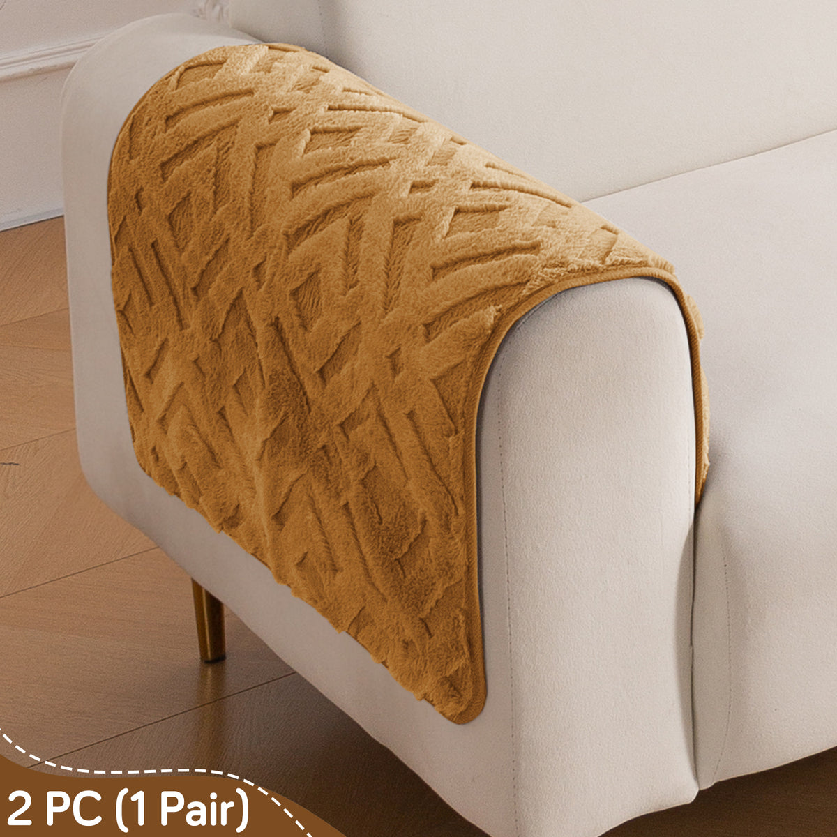 Velvet Maze Sofa Cover Mat, Light Brown