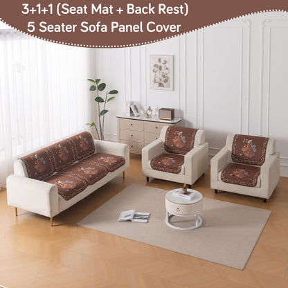 HeavenHue Fleece Soft Touch Quilted Sofa Cover Set Washable Sofa Panel for Seat & Back - Nritya Echo