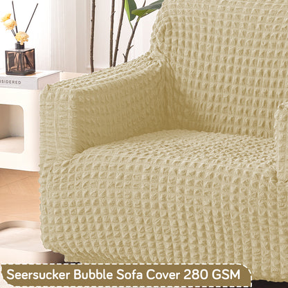 Aria Nova Elastic 280 GSM Stretchable Bubble Sofa Cover , Beige